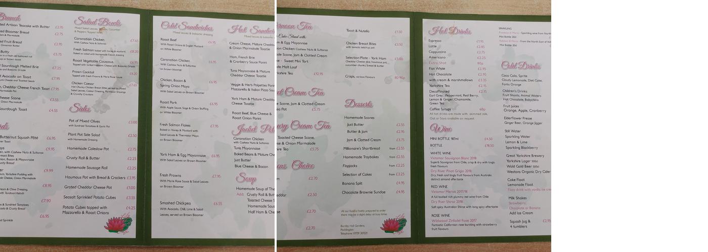 Lilypad Cafe Menu