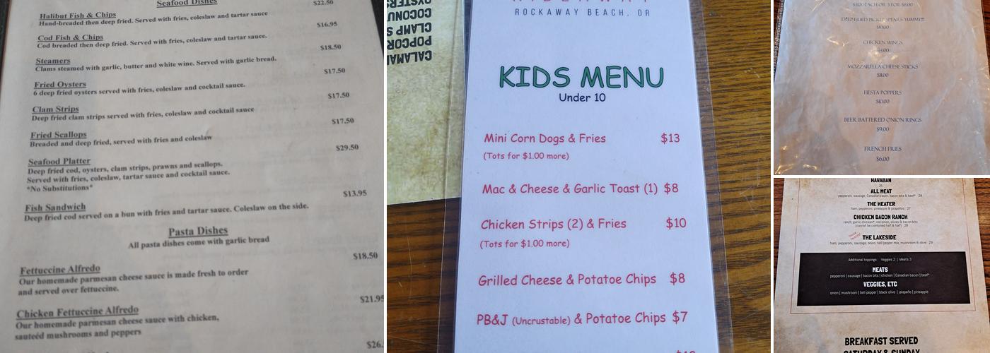 Lakeside Hideaway Menu