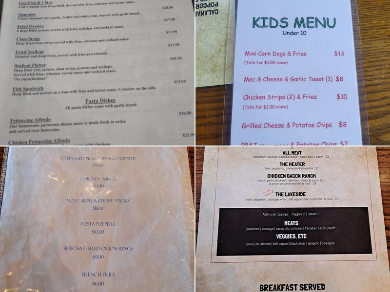 Lakeside Hideaway Menu