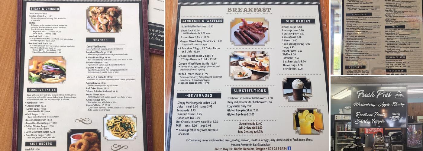 Bunkhouse Restaurant Menu