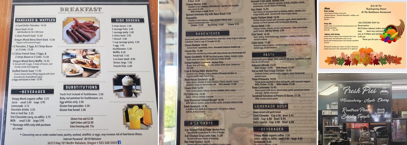 Bunkhouse Restaurant Menu