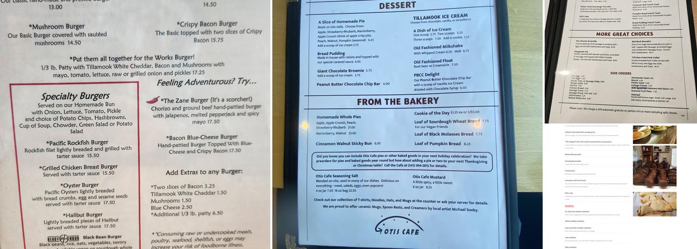 Otis Cafe Menu