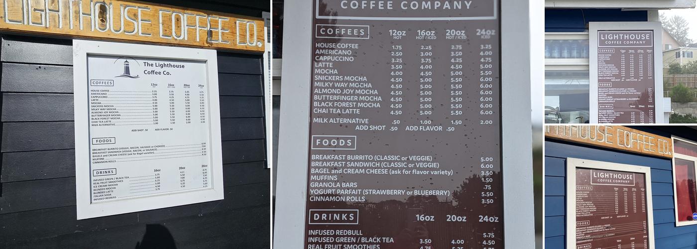 Lighthouse Coffee Co Menu