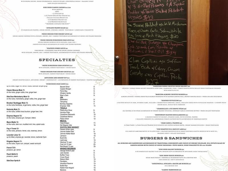 Side Door Cafe & Eden Hall Menu
