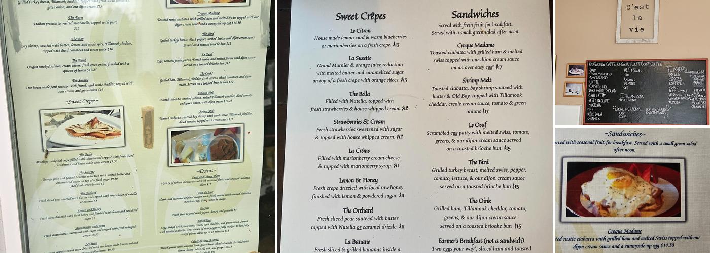 Café C'est La Vie Menu