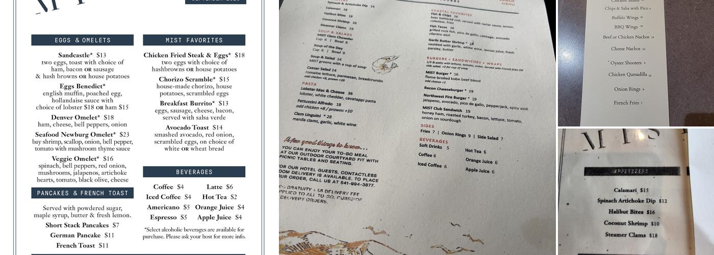 MIST Restaurant & Lounge Menu