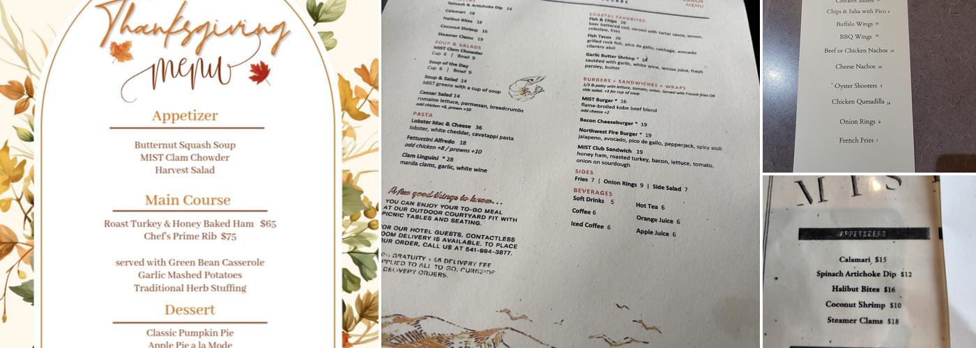 MIST Restaurant & Lounge Menu