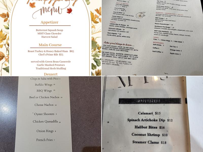 MIST Restaurant & Lounge Menu