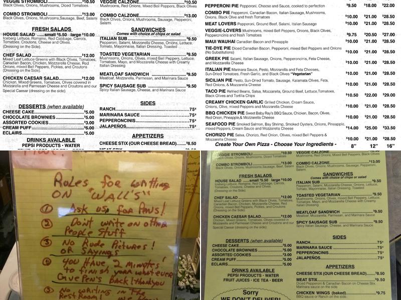 Tie Dye Pizzaria Menu