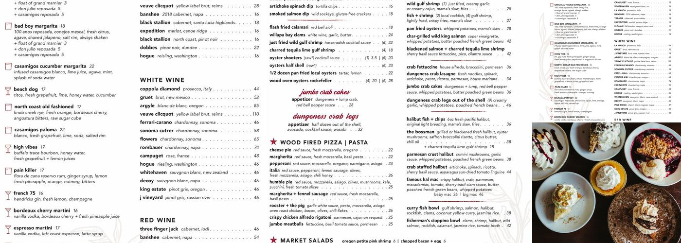 Kyllo’s Seafood & Grill Menu