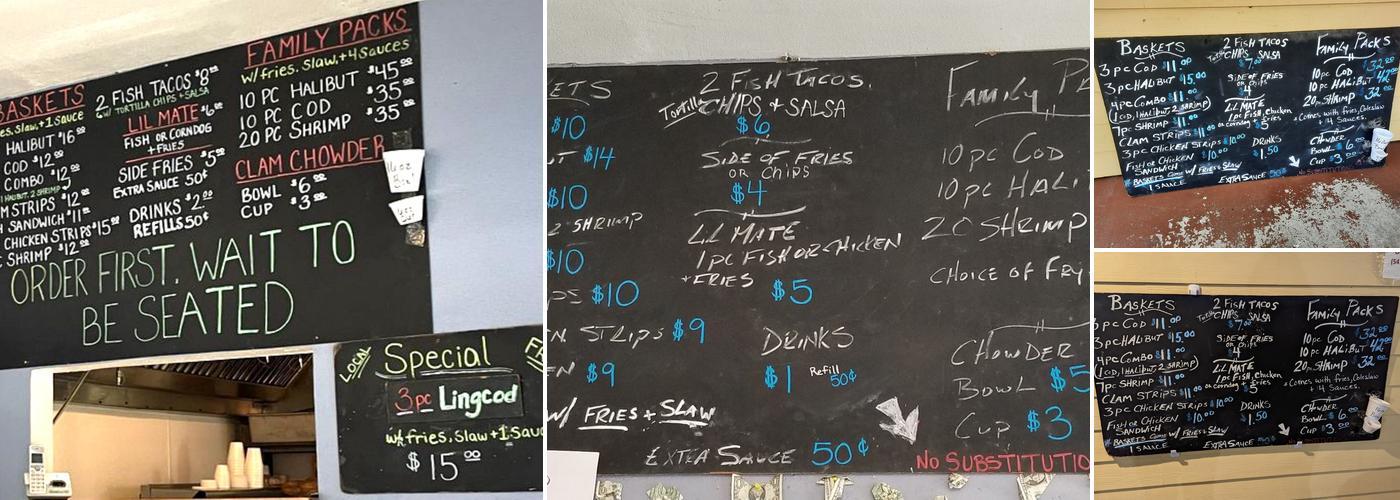 J's Fish & Chips Menu