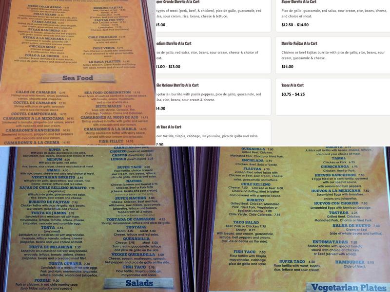 La Roca Menu