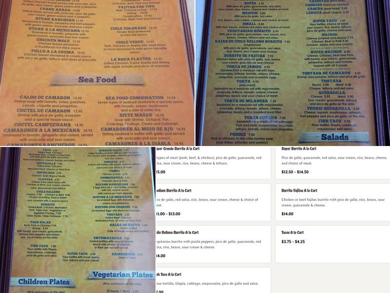 La Roca Menu