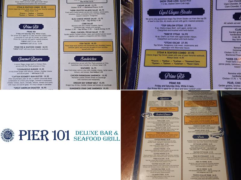 Pier 101 Menu