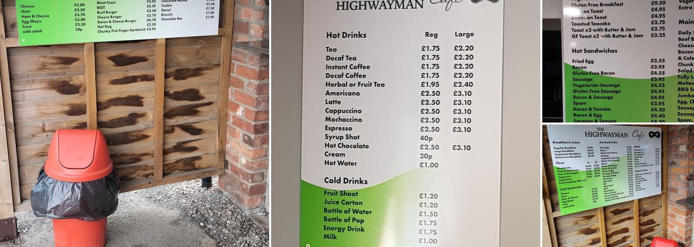 Highwayman Cafe Menu