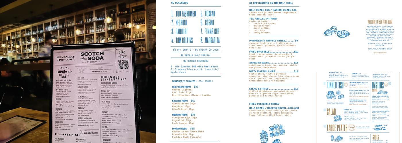 Scotch & Soda Menu