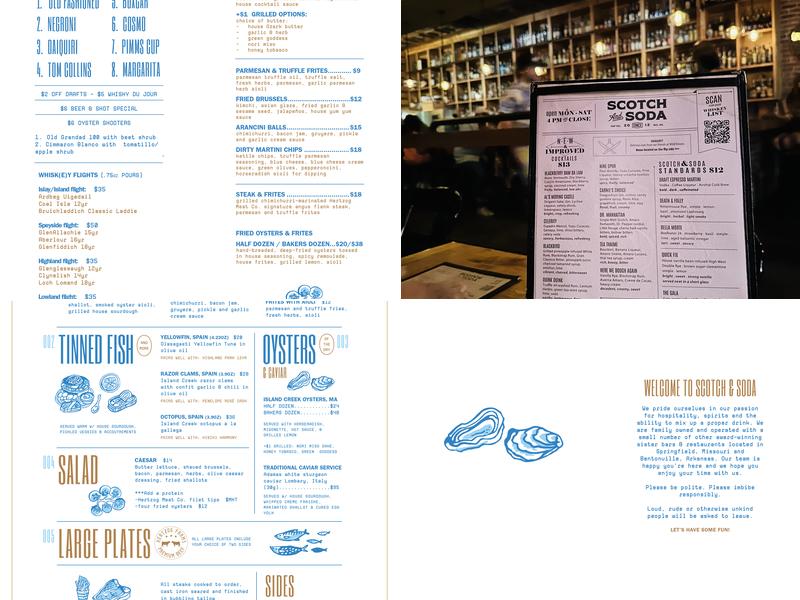 Scotch & Soda Menu