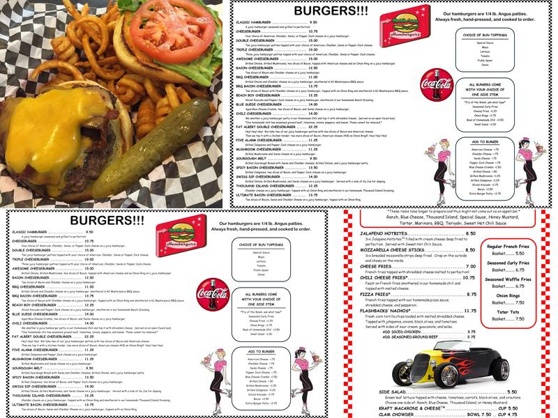 Flashbacks Fountain & Grill Menu