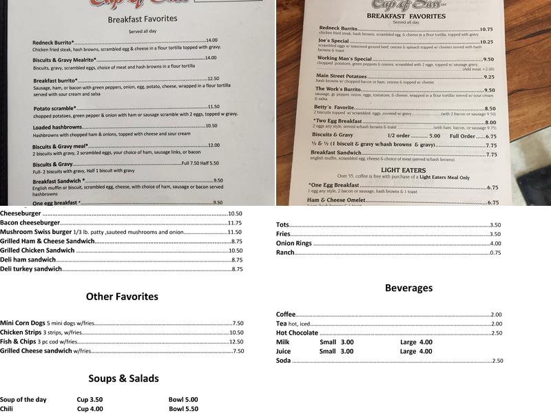 Cup of Sass Cafe Menu