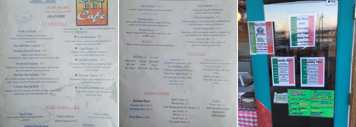 Sail Inn Menu