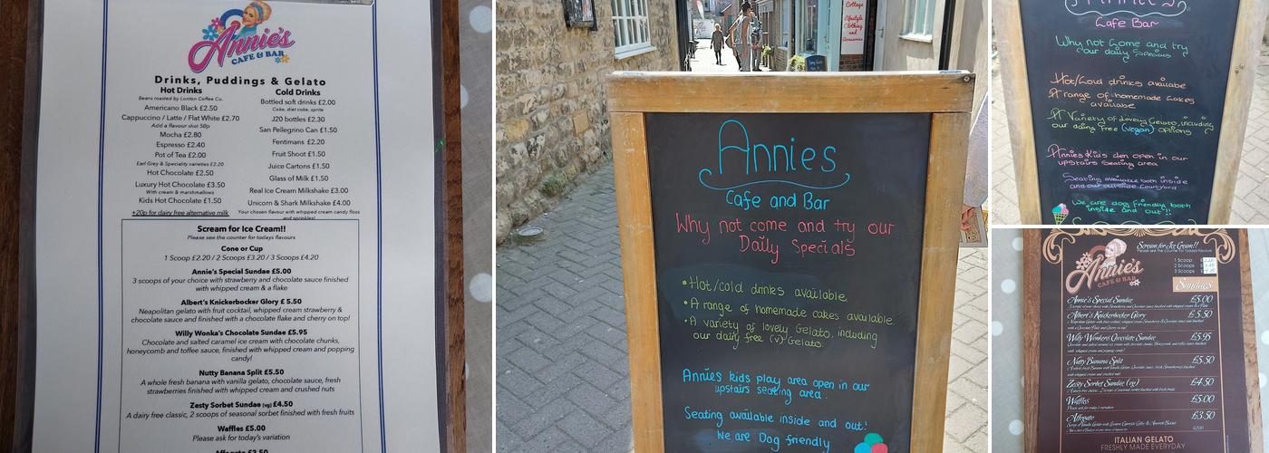 Annie's Ice Cream Cafe Menu