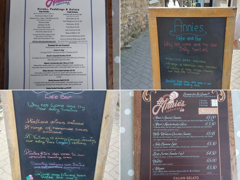 Annie's Ice Cream Cafe Menu