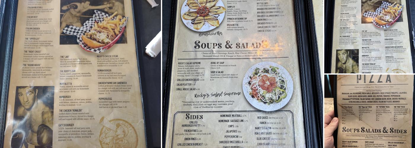 Rocky's Corner Menu
