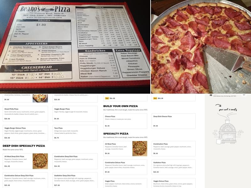 Beano's Pizza Menu