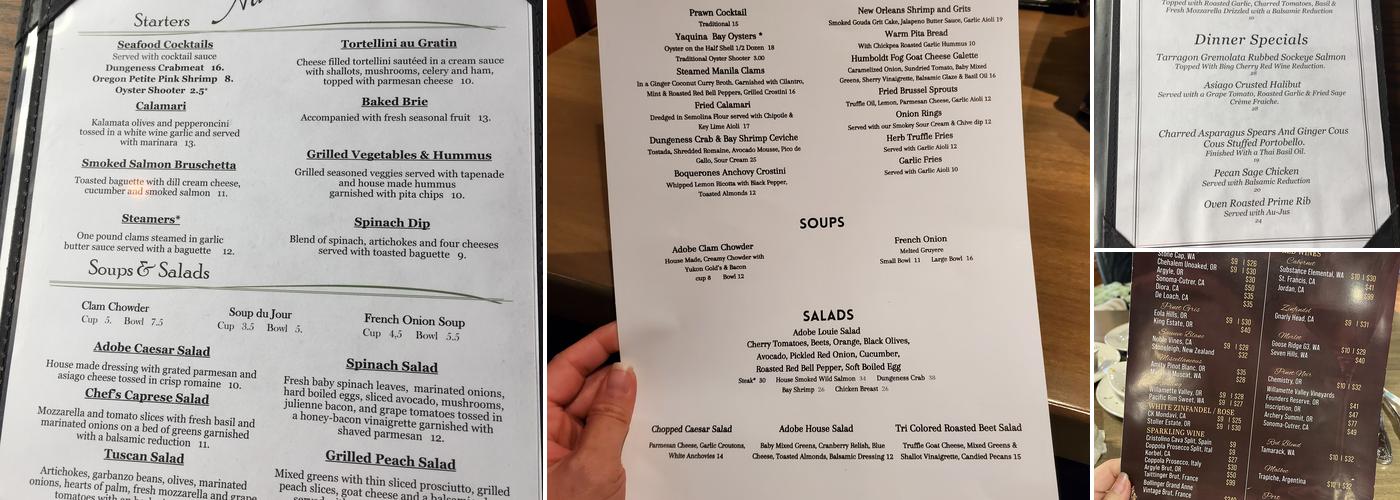 Adobe Restaurant and Lounge Menu