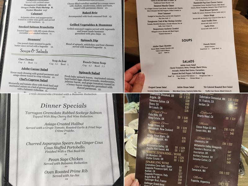 Adobe Restaurant and Lounge Menu