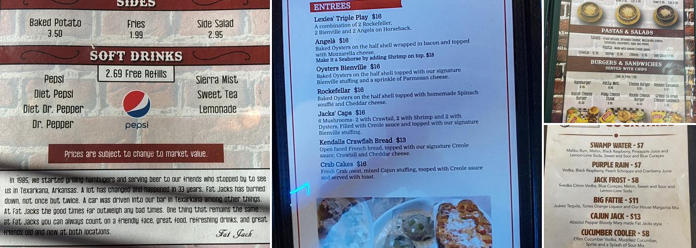 Fat Jacks Menu