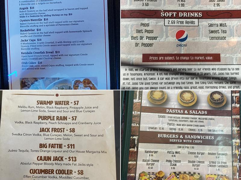 Fat Jacks Menu