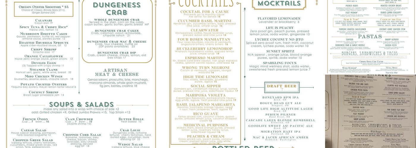 Clearwater Restaurant Menu