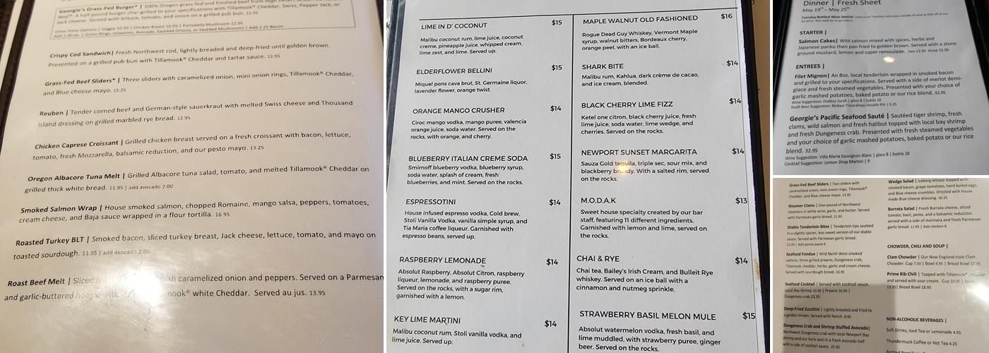 Georgie's Beachside Grill Menu