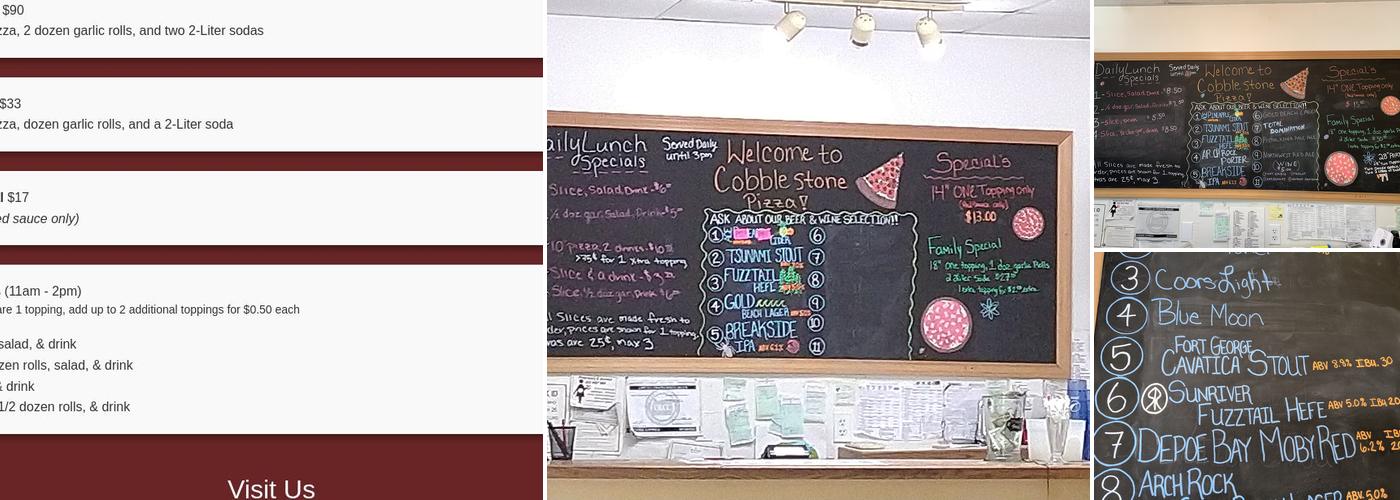 Cobblestone Pizza Co Menu