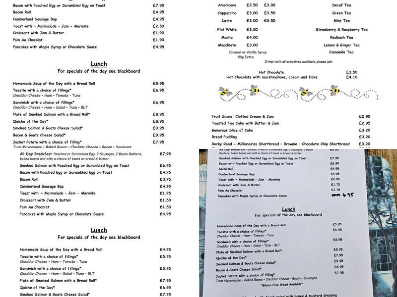 Bumble's Cafe Menu