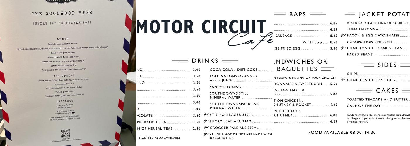 Motor Circuit Cafe Menu