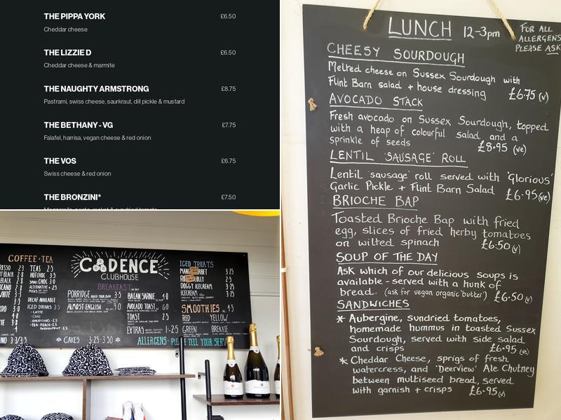 Cadence Cycle Club Cocking Menu