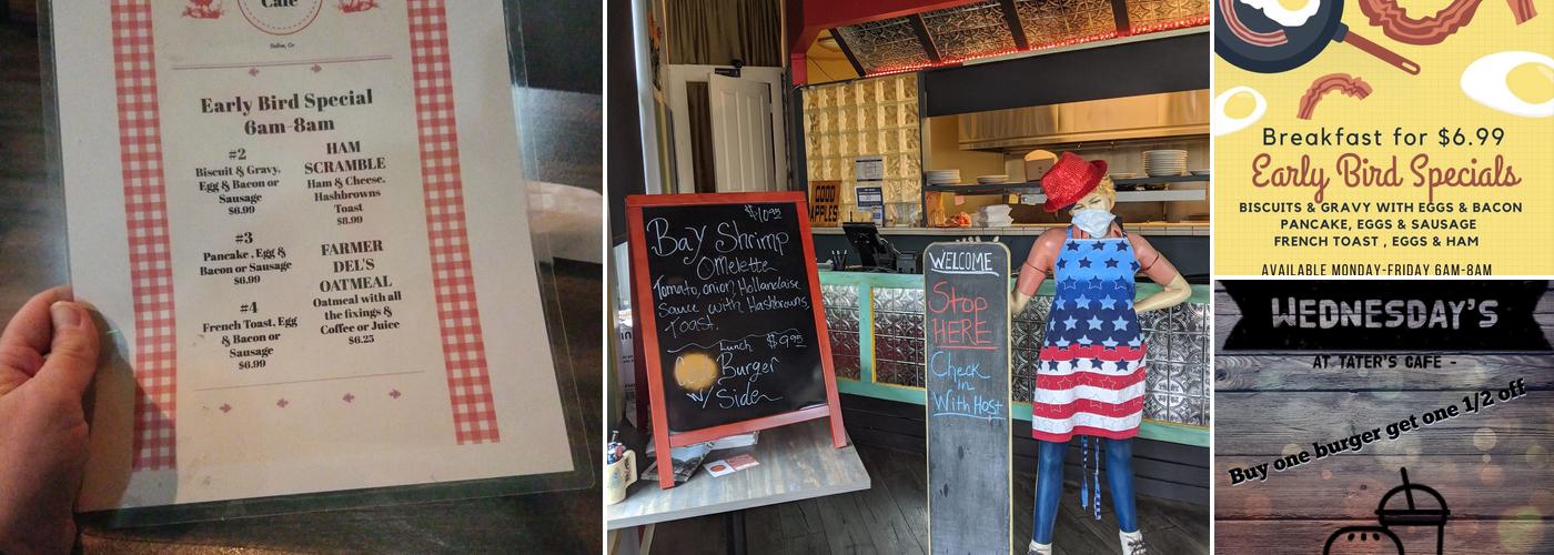 Tater’s Cafe Menu