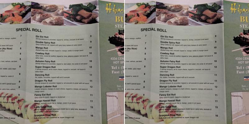 Hibachi Sushi Buffet Menu