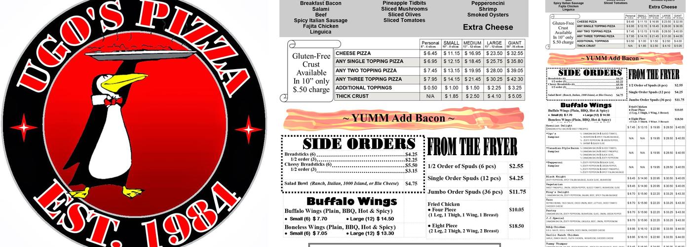 Ugo's Pizza Parlor Menu