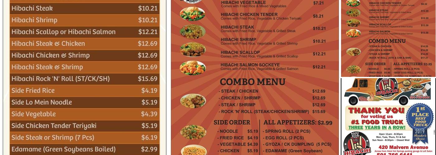 Rock 'N' Roll Hibachi Menu