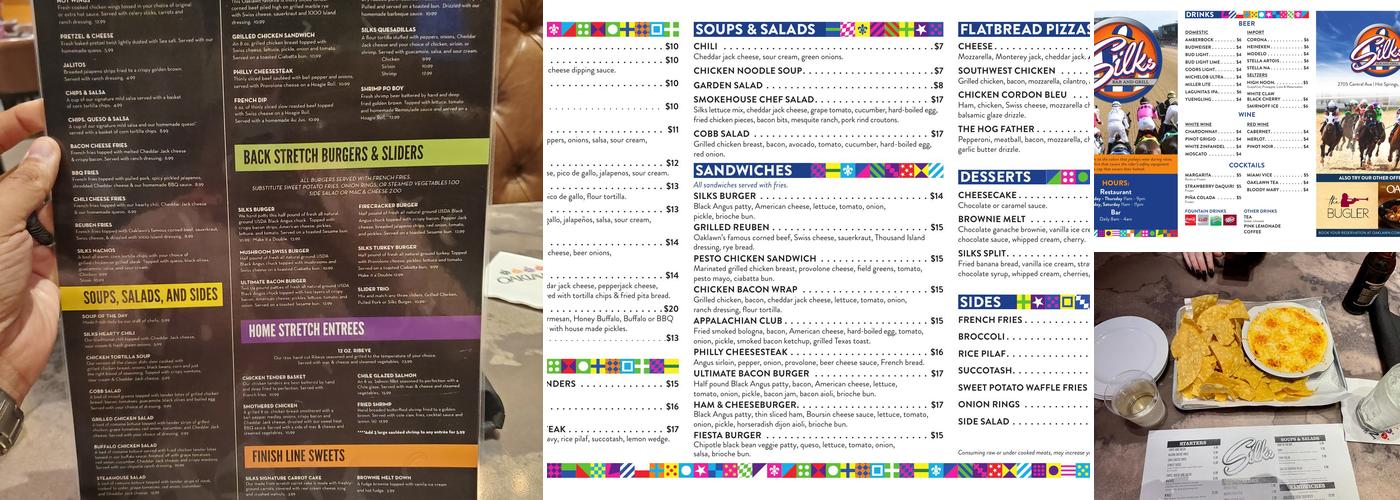 Silks Bar and Grill Menu