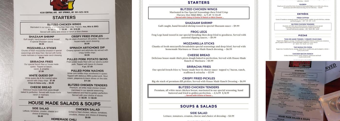 The Blitzed Pig Menu