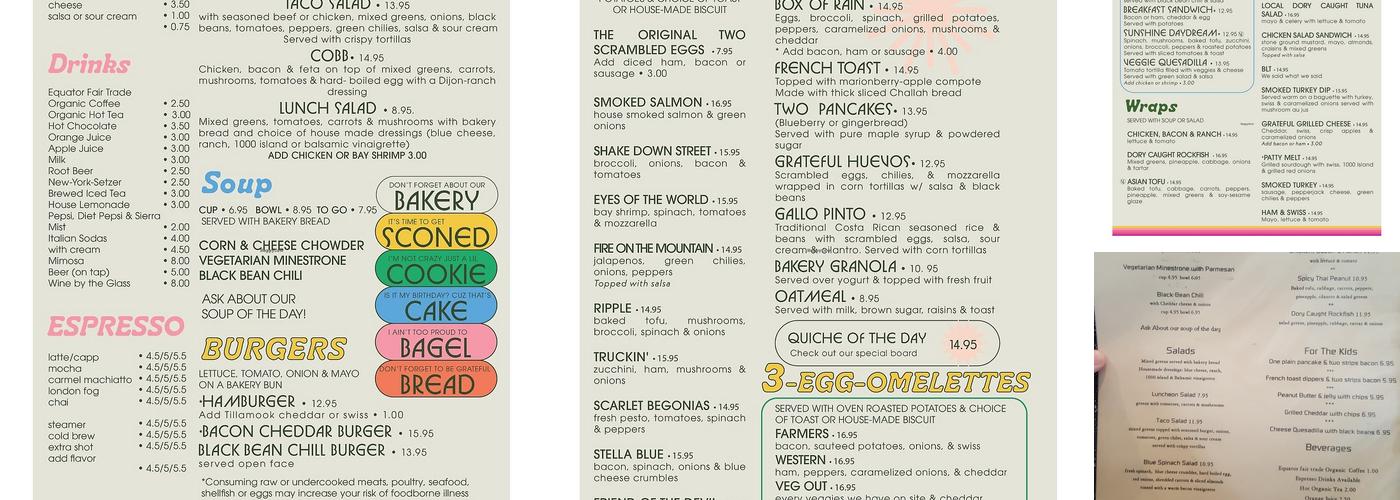 Grateful Bread Bakery Menu