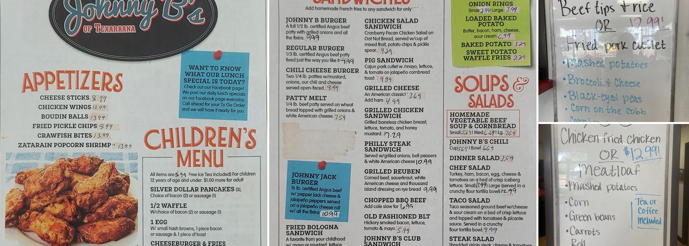 Johnny B's of Texarkana Menu