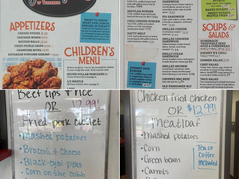 Johnny B's of Texarkana Menu