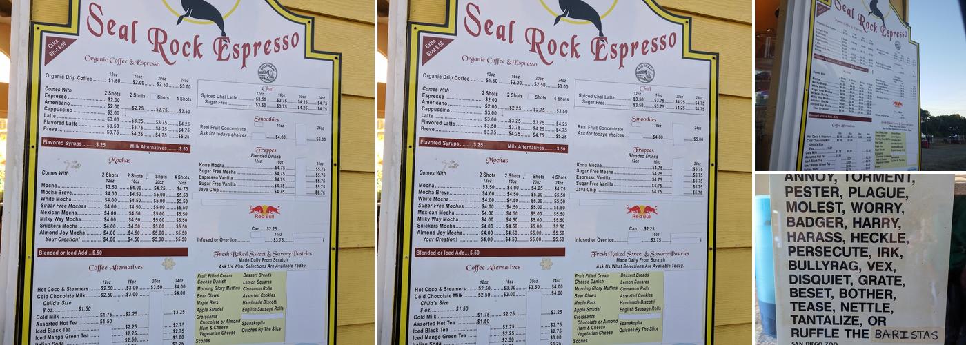 Seal Rock Espresso & Bakery Menu