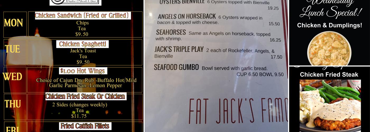 Fat Jacks Oyster and Sports Bar Menu