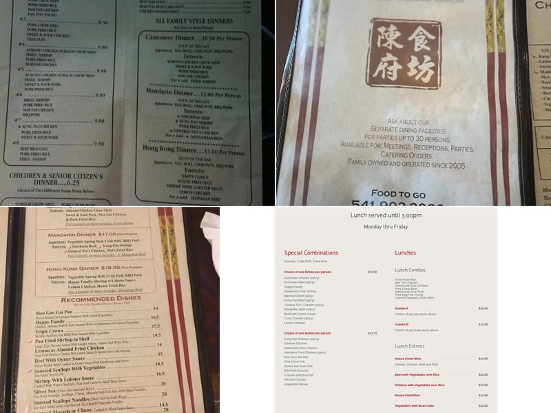 Chens Family Dish Menu